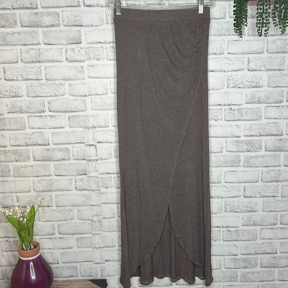 Ella Moss Taupe Maxi High Slit Mini Skirt Size Small - Picture 1 of 10